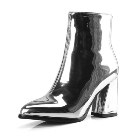 " CAUGHT YOU LOOKIN " Block Thick Heels Pointed - Picture 1 of 2